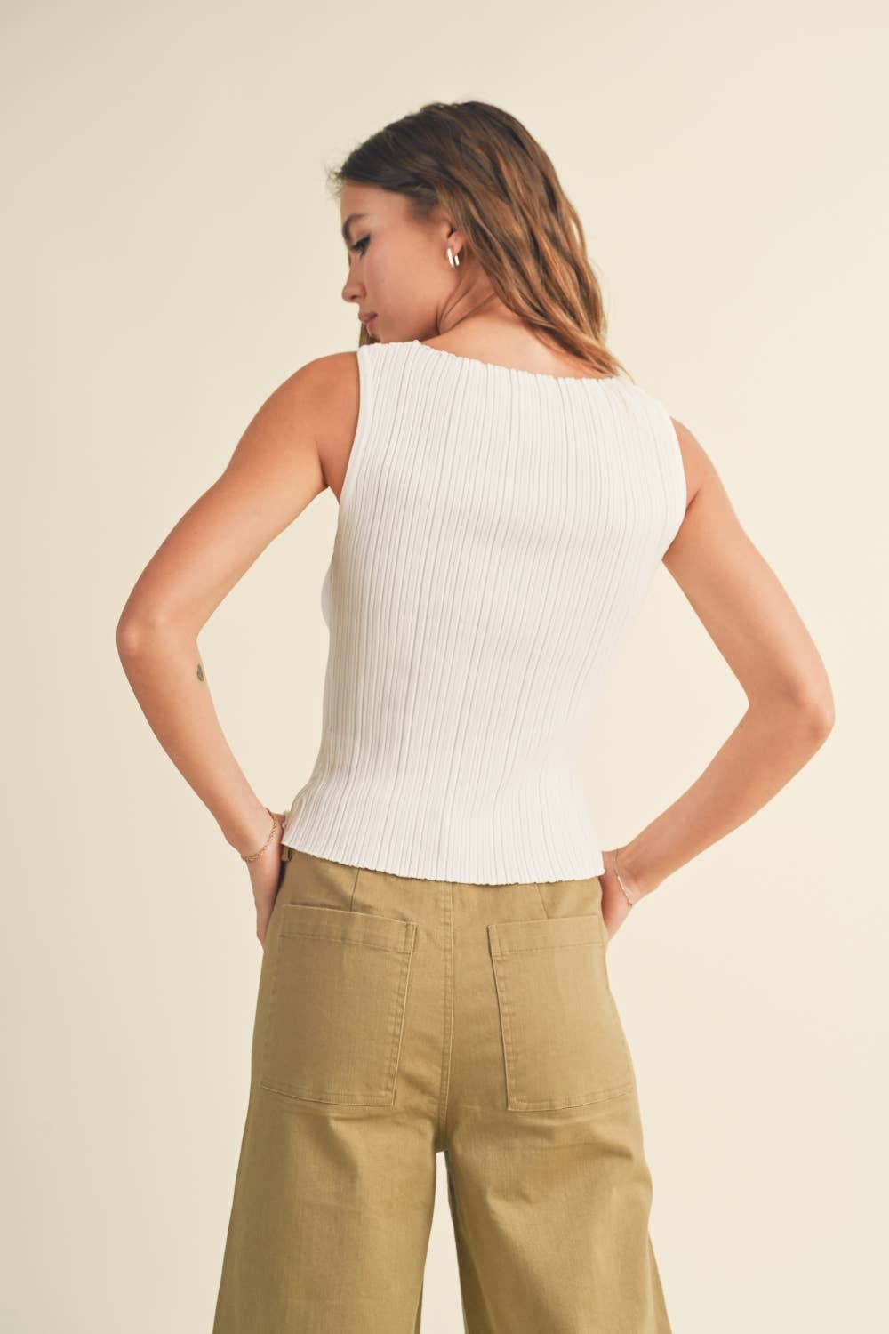 The Sleek Rib Knit Top in Brown