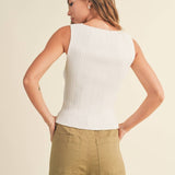 The Sleek Rib Knit Top in Brown