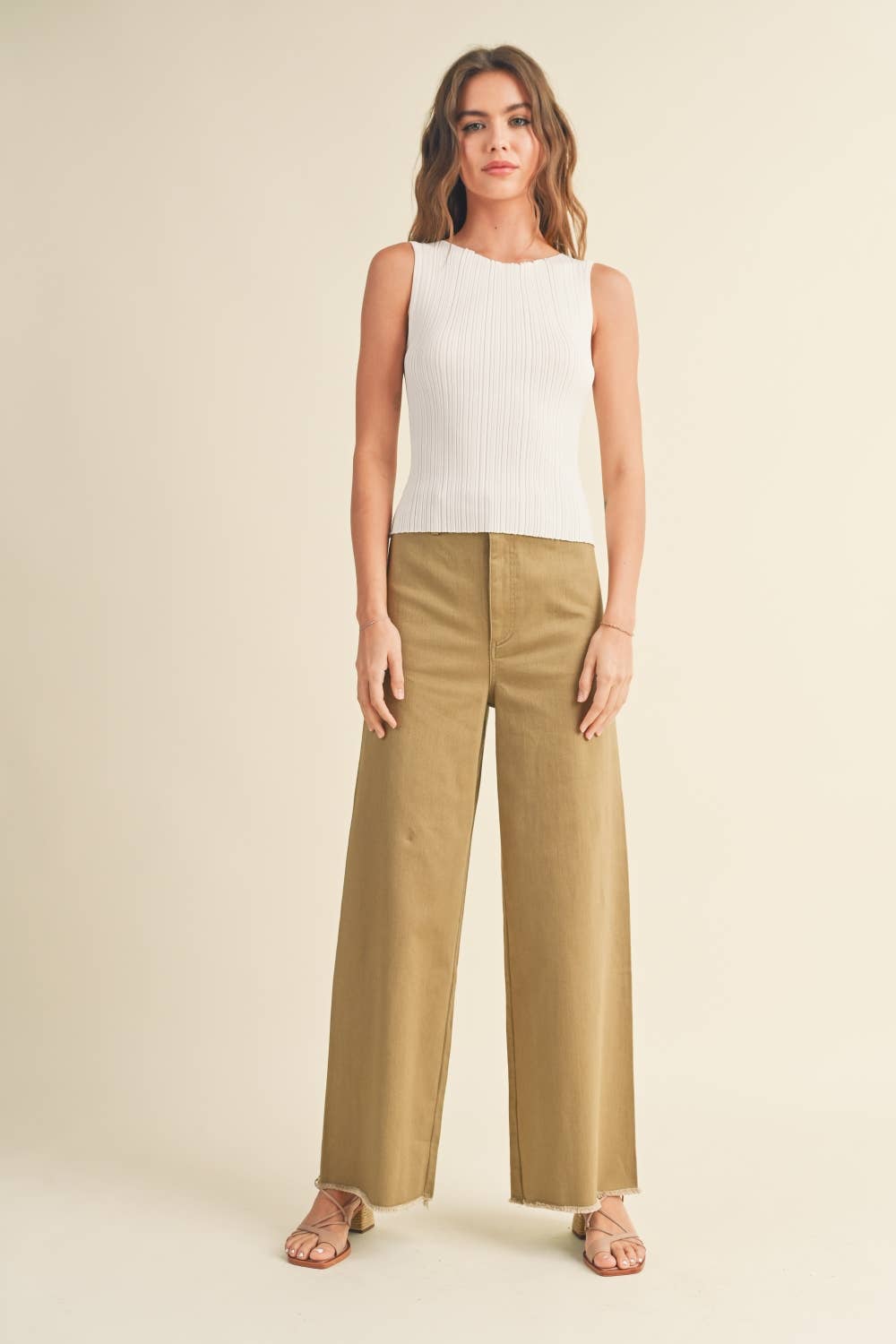 The Sleek Rib Knit Top in Brown