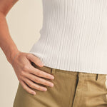 The Sleek Rib Knit Top in Brown