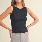 The Sleek Rib Knit Top in Brown