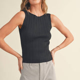 The Sleek Rib Knit Top in Brown