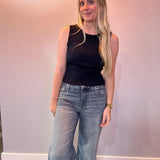 The Sleek Rib Knit Top in Navy