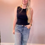 The Sleek Rib Knit Top in Navy