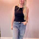 The Sleek Rib Knit Top in Navy