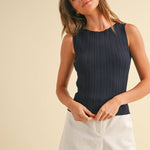 The Sleek Rib Knit Top in Brown