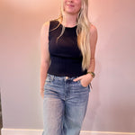 The Sleek Rib Knit Top in Navy