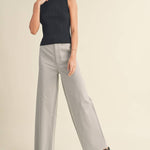 The Sleek Rib Knit Top in Brown