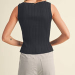 The Sleek Rib Knit Top in Brown