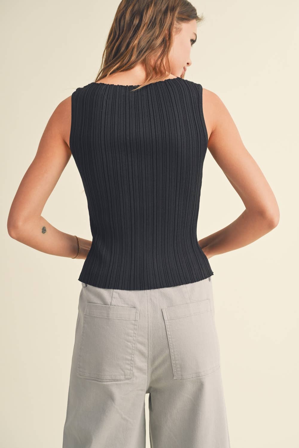 The Sleek Rib Knit Top in Brown