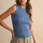 The Sleek Rib Knit Top in Brown