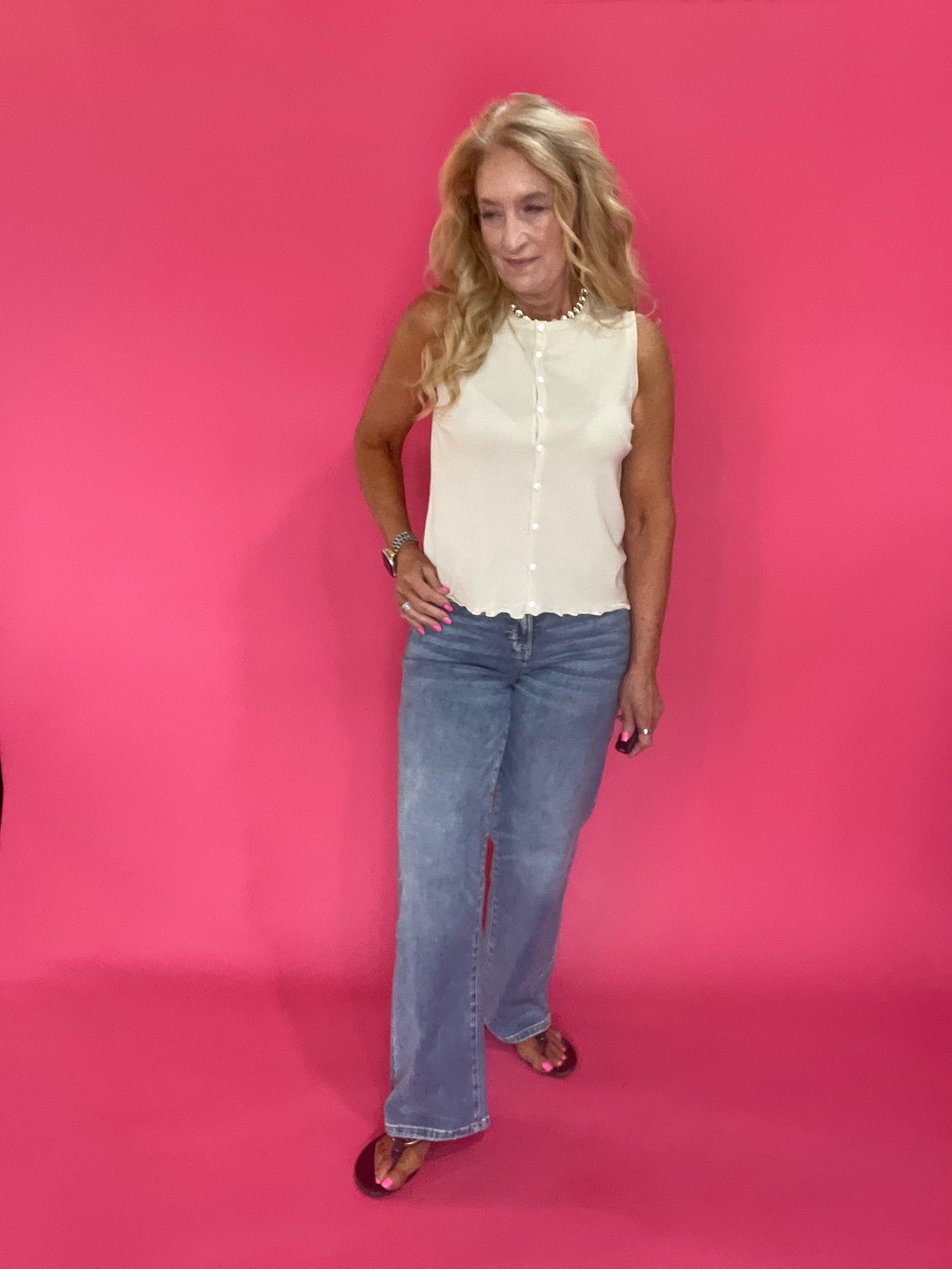 The “Soft & Simple” Button Sweater Tank