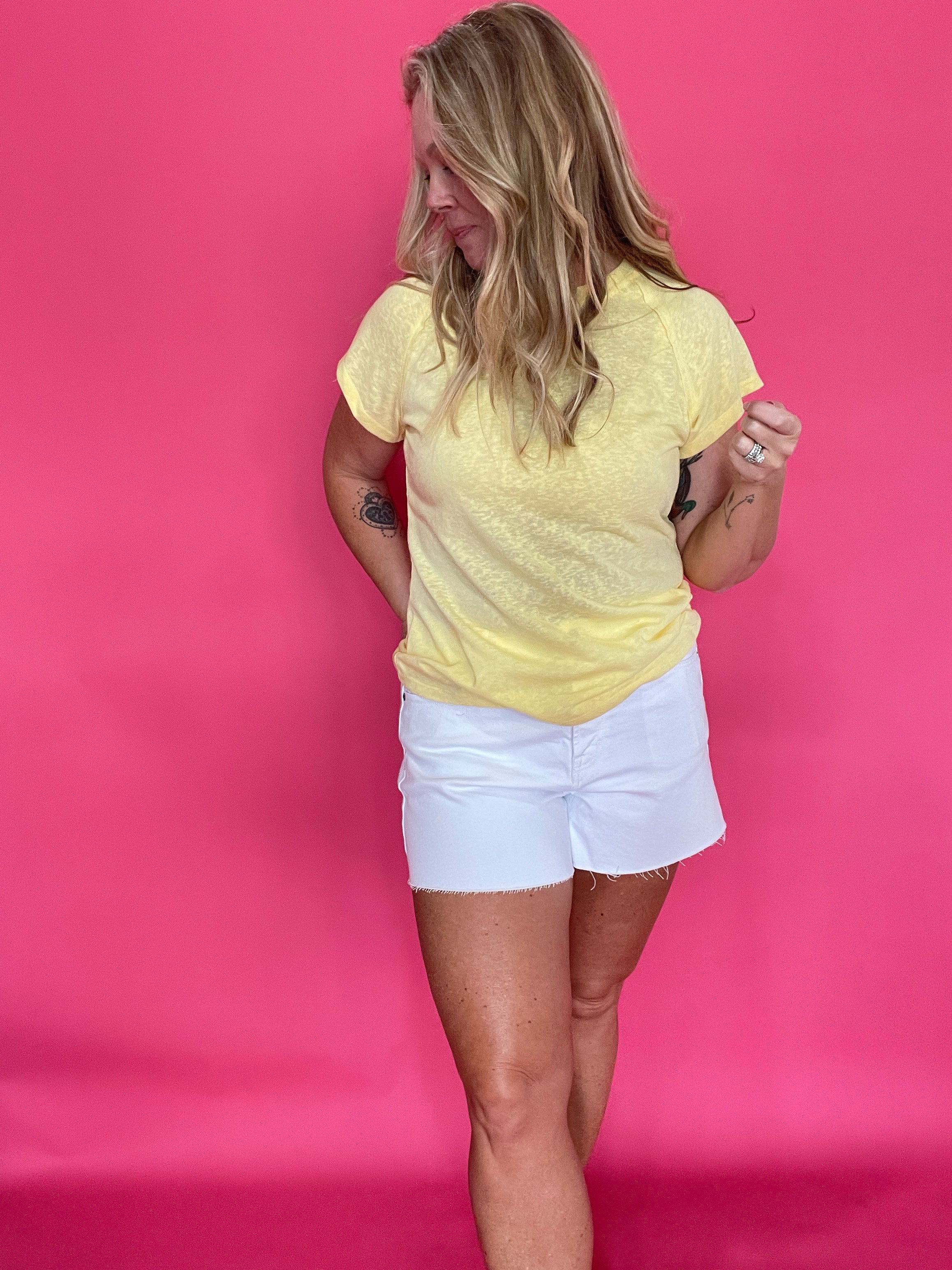The “Sunshine & Chill” Boxy Tee in Yellow - Shabby 2 Chic Boutiques