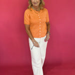 The “Sunshine State of Mind” Button Cardigan in Orange - Shabby 2 Chic Boutiques