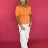 The “Sunshine State of Mind” Button Cardigan in Orange - Shabby 2 Chic Boutiques