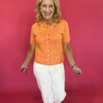 The “Sunshine State of Mind” Button Cardigan in Orange - Shabby 2 Chic Boutiques