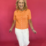 The “Sunshine State of Mind” Button Cardigan in Orange - Shabby 2 Chic Boutiques