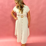 The Sutton Belted Shirt Dress in Tan