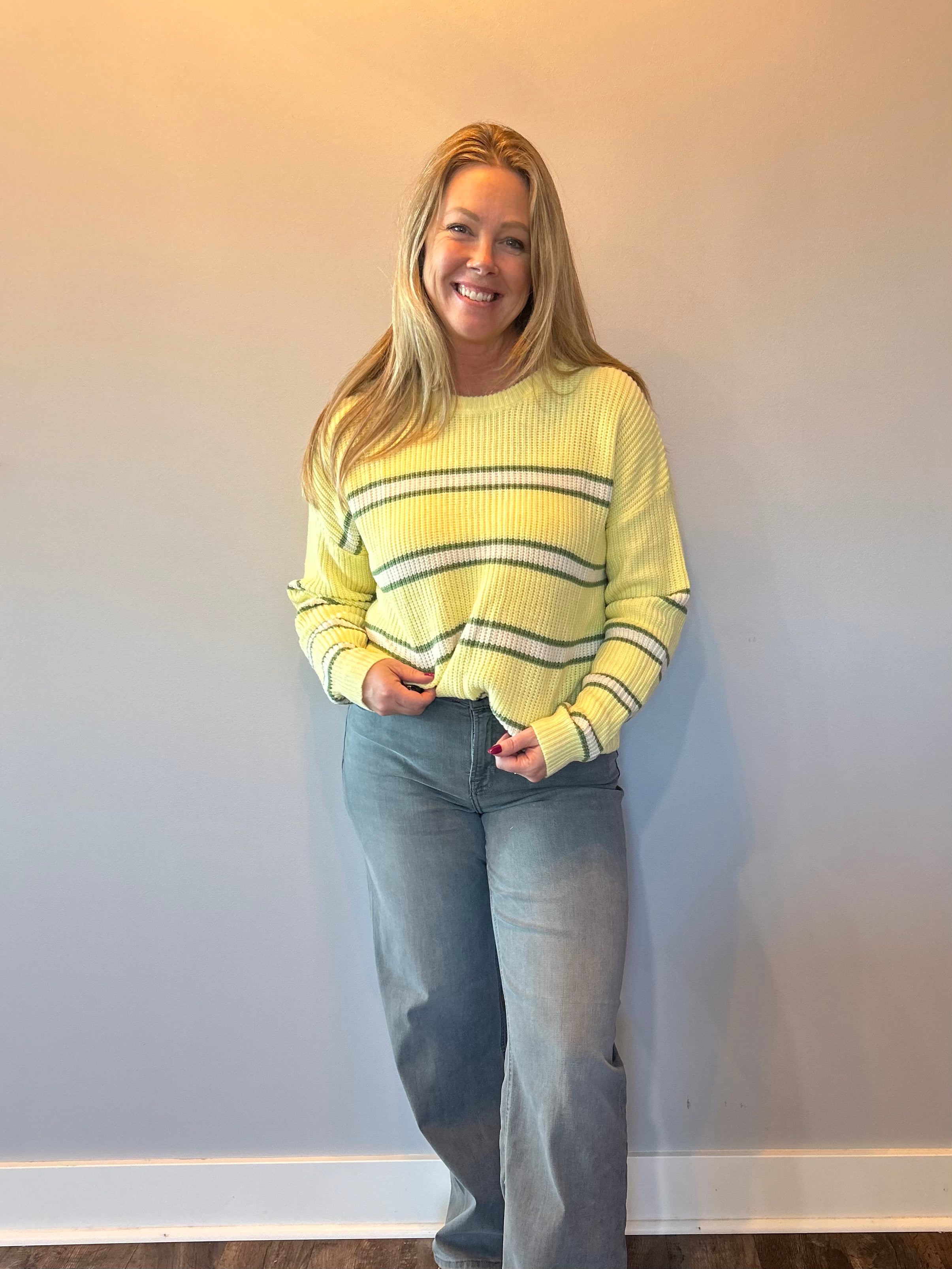 The Weekend Striped Sweater in Yellow