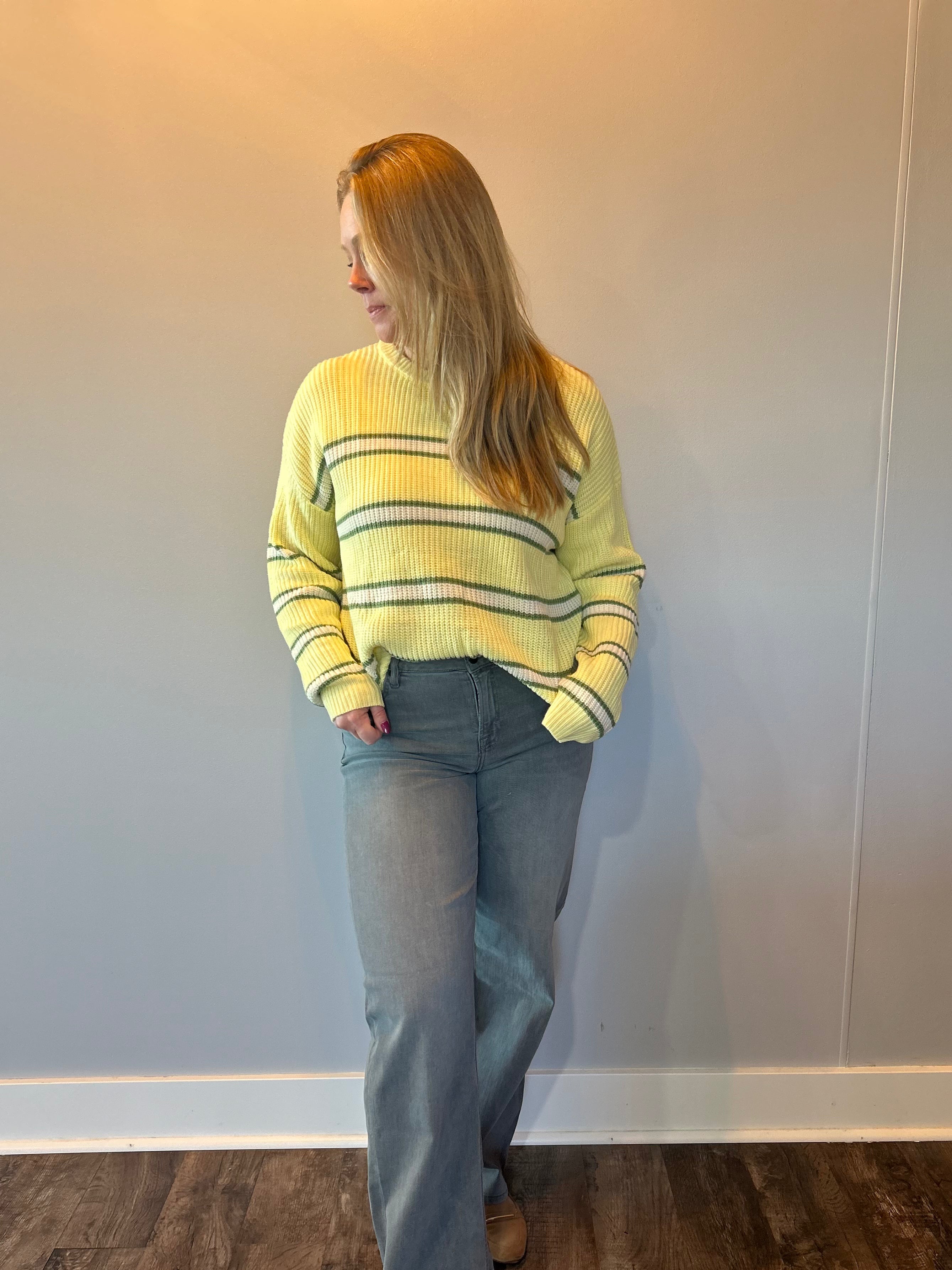 The Weekend Striped Sweater in Yellow