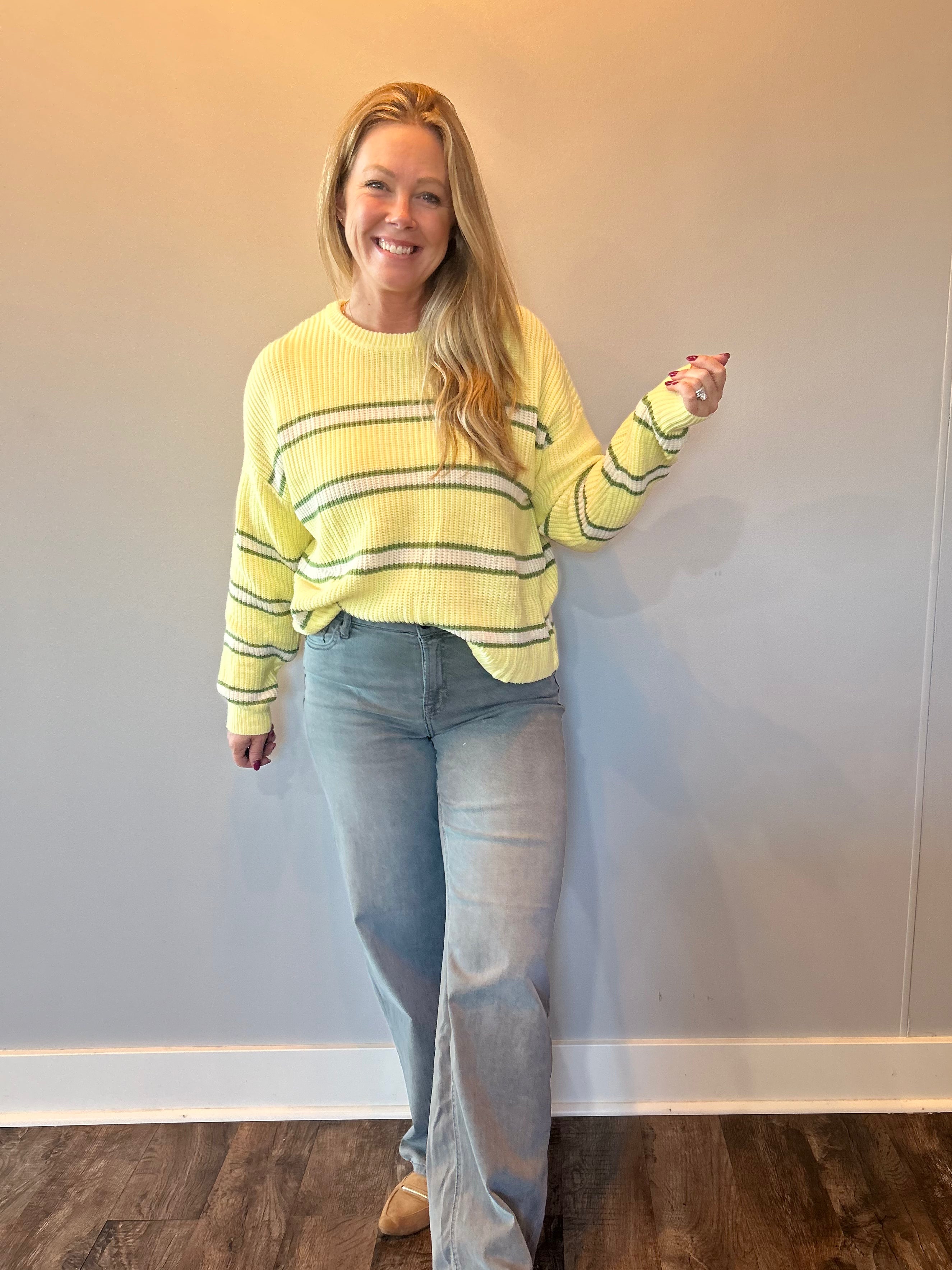 The Weekend Striped Sweater in Yellow