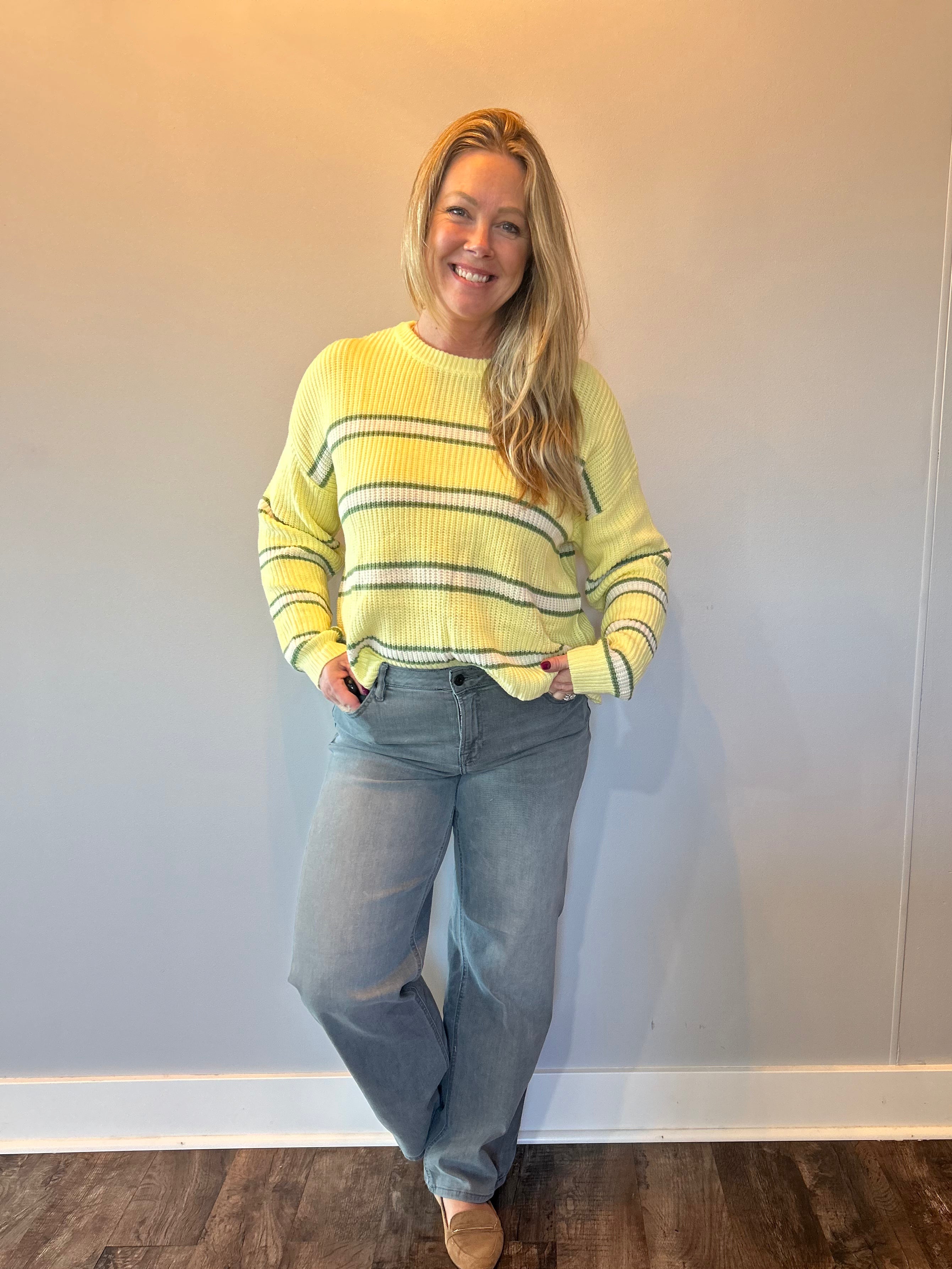 The Weekend Striped Sweater in Yellow