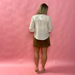 The Willow Tie Front Blouse in Tan