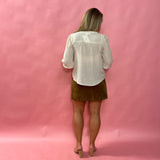 The Willow Tie Front Blouse in Tan