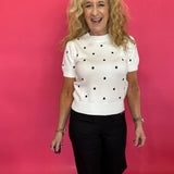 Timeless Charm Polka Dot Statement Sweater Top - Shabby 2 Chic Boutiques