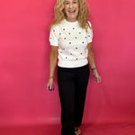 Timeless Charm Polka Dot Statement Sweater Top - Shabby 2 Chic Boutiques