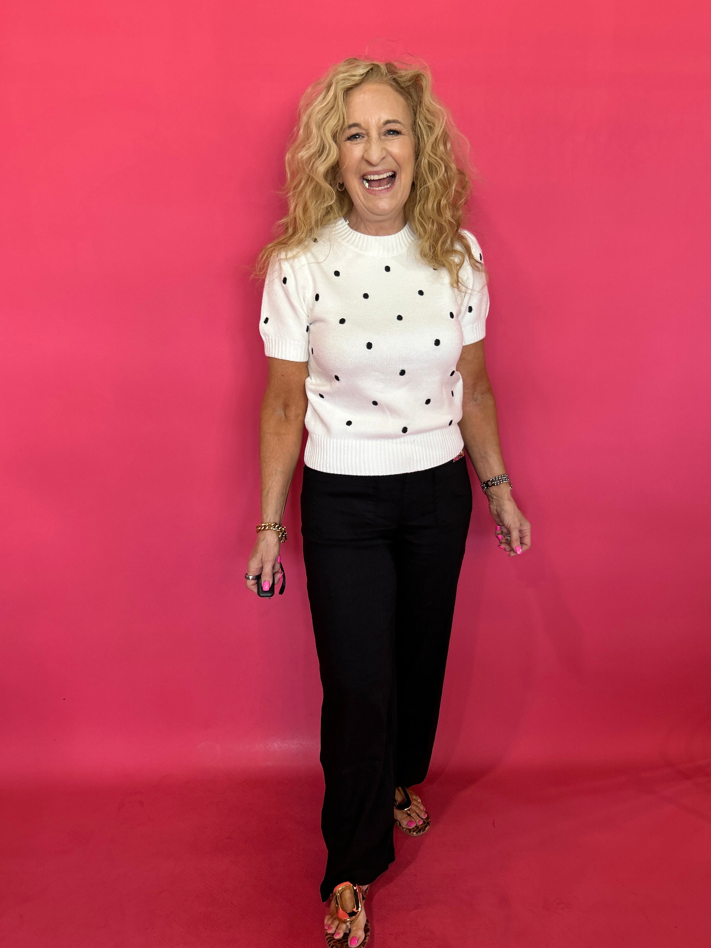 Timeless Charm Polka Dot Statement Sweater Top - Shabby 2 Chic Boutiques