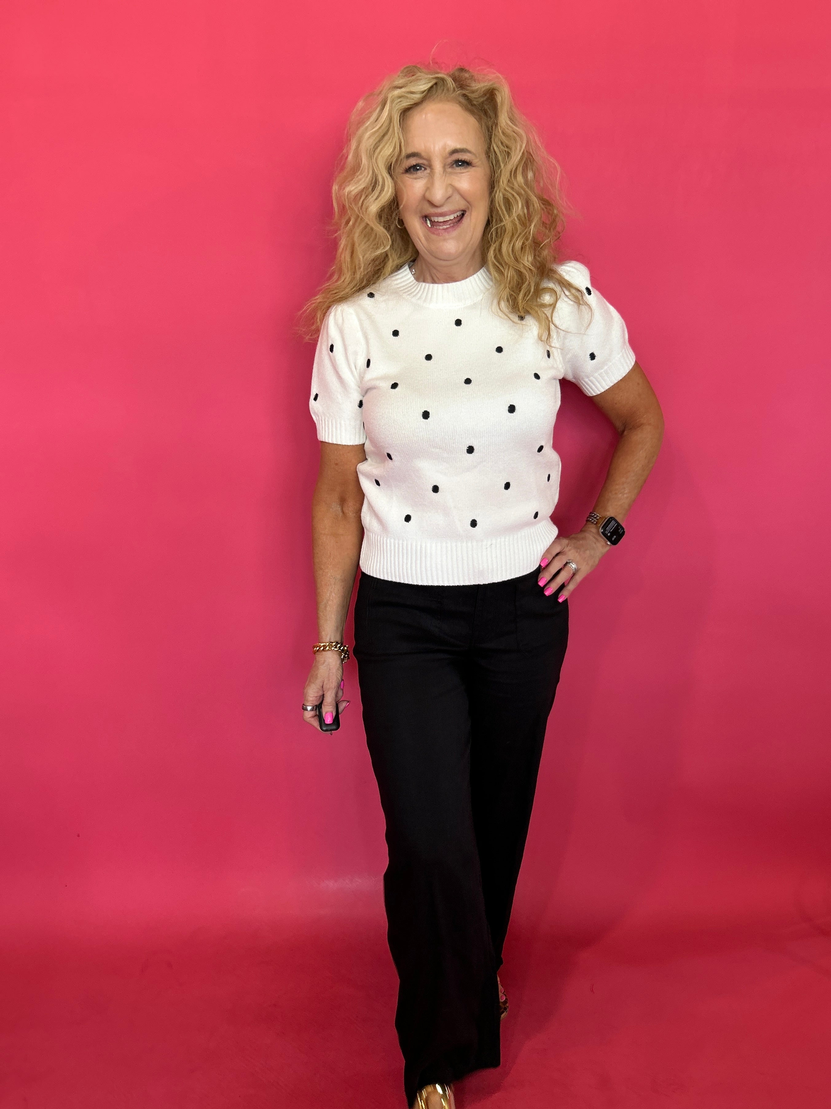 Timeless Charm Polka Dot Statement Sweater Top - Shabby 2 Chic Boutiques