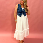 Timeless Grace Ruffle Strap Midi Dress in White
