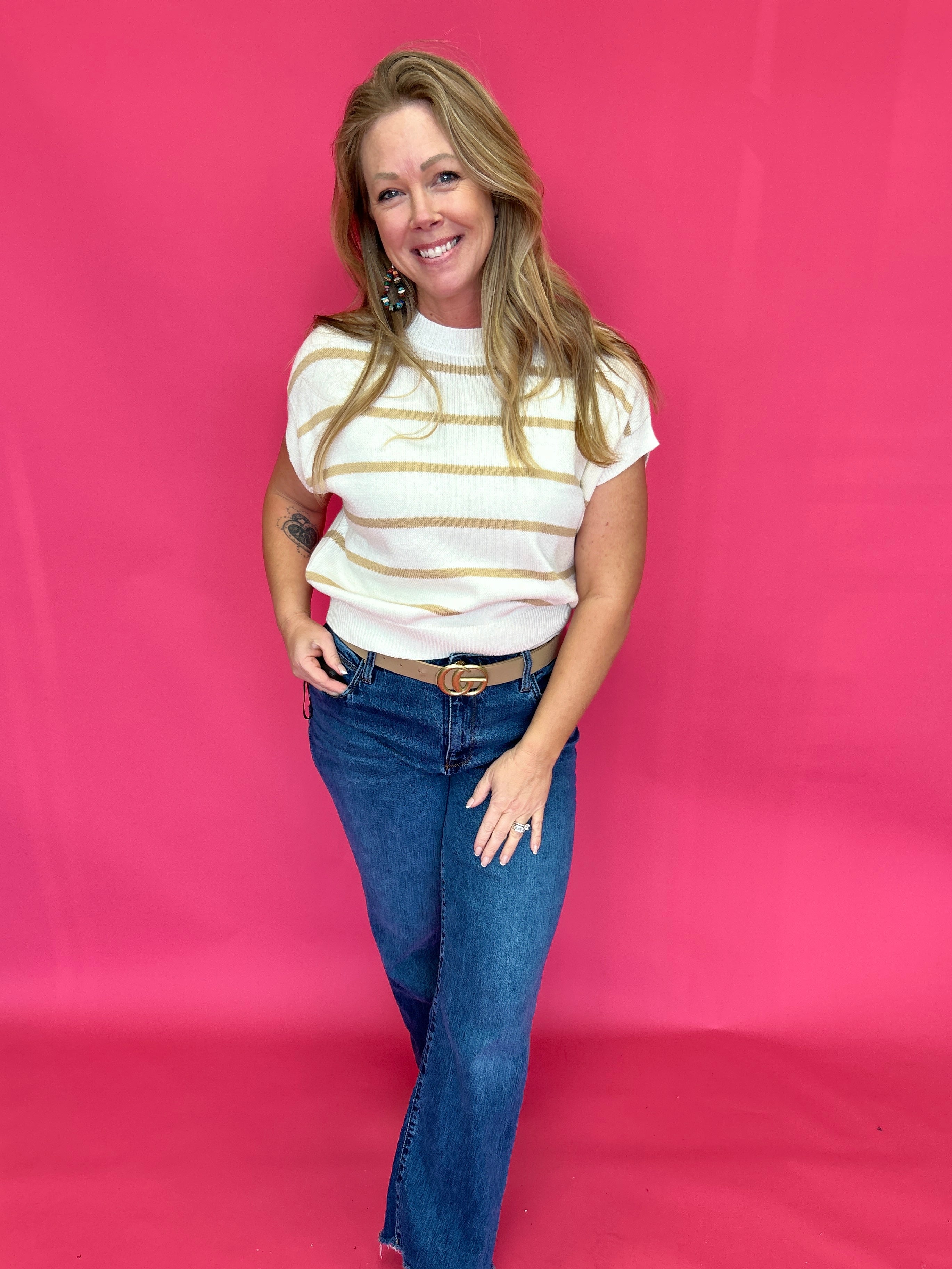Timeless Stripe Lightweight Knit Top - Shabby 2 Chic Boutiques