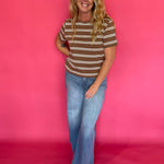 Timeless Stripe Relaxed Fit Tee in Brown