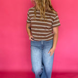 Timeless Stripe Relaxed Fit Tee in Brown