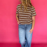 Timeless Stripe Relaxed Fit Tee in Brown