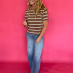 Timeless Stripe Relaxed Fit Tee in Brown