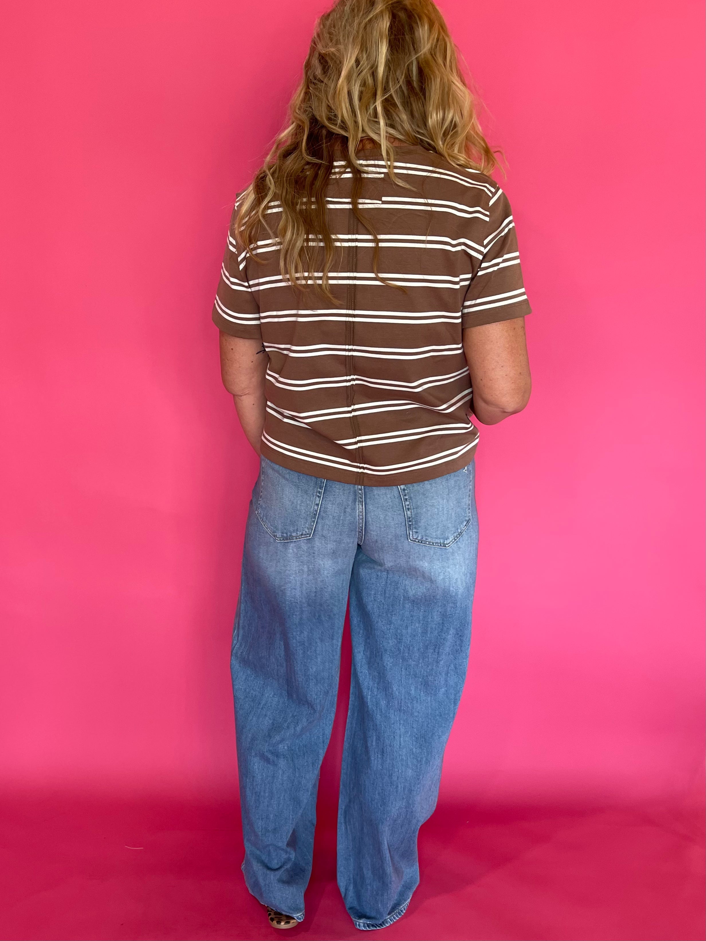 Timeless Stripe Relaxed Fit Tee in Brown
