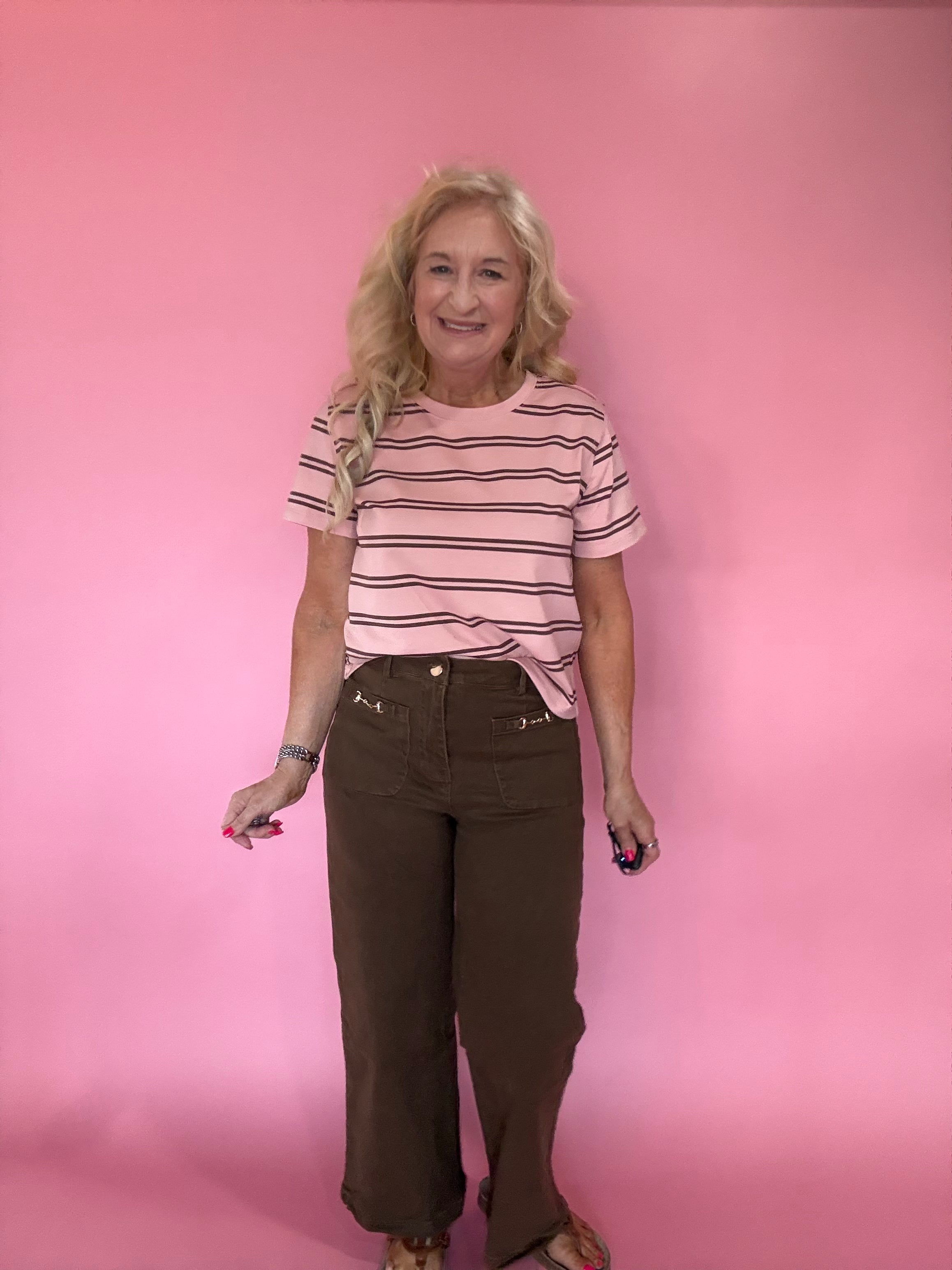 Timeless Stripe Relaxed Fit Tee in Pink