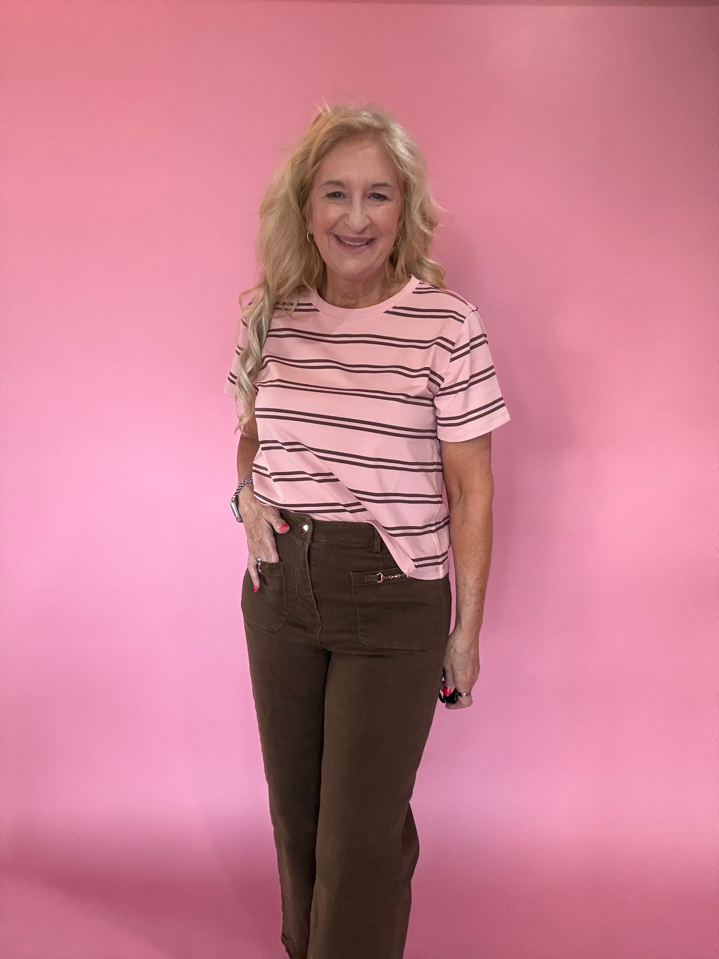 Timeless Stripe Relaxed Fit Tee in Pink