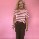 Timeless Stripe Relaxed Fit Tee in Pink