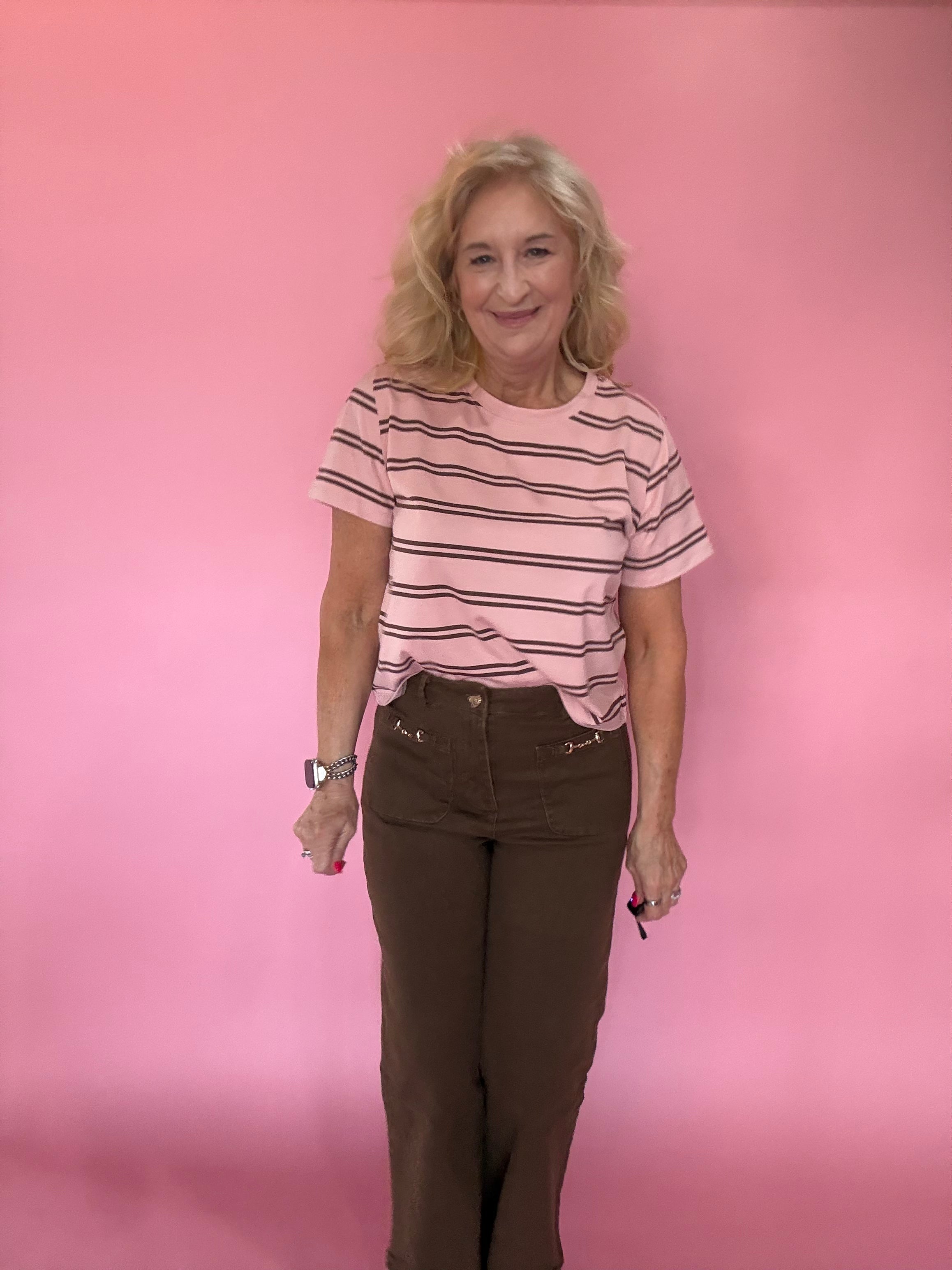 Timeless Stripe Relaxed Fit Tee in Pink