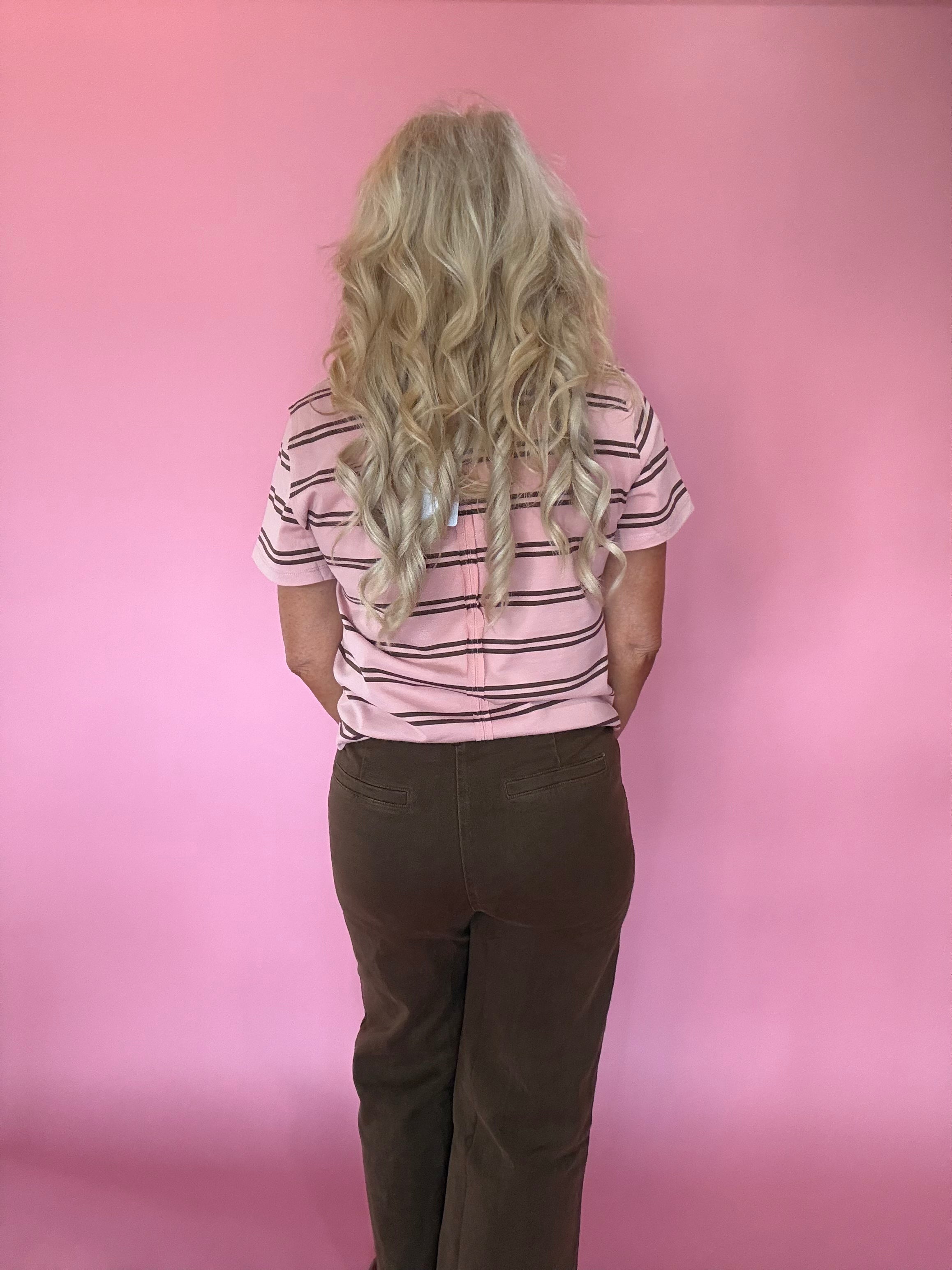 Timeless Stripe Relaxed Fit Tee in Pink