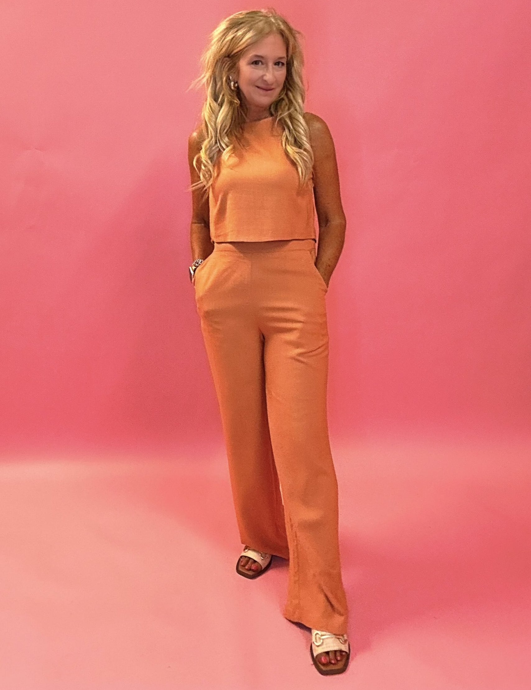 Torrey Sleeveless Top in Tangerine