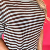 Trim & Proper Contrast Stripe Sweater in Brown