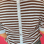 Trim & Proper Contrast Stripe Sweater in Brown