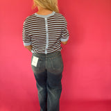 Trim & Proper Contrast Stripe Sweater in Brown