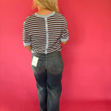 Trim & Proper Contrast Stripe Sweater in Brown