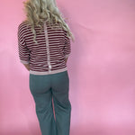 Trim & Proper Contrast Stripe Sweater in Burgundy